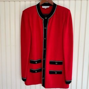 St John collection red cardigan sweater size 12